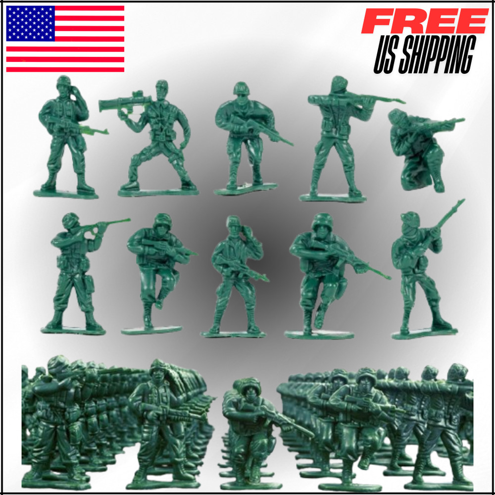Plastic Army Men Action Figures 10 Unique Sculpts 2″ Pack of 100 Green