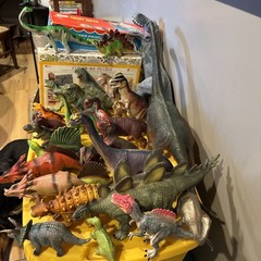 DINOSAUR Toy Figure Lot of 30 Hard Plastic Prehistoric Animals T Rex All Sizes