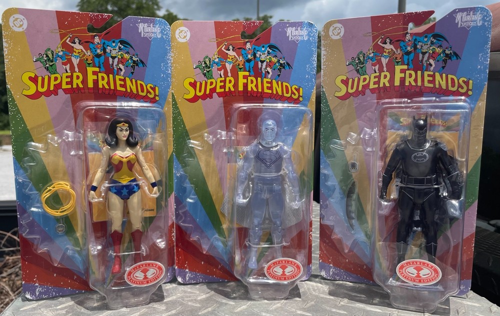 NEW McFarlane DC Super Friends RED PLATINUM Superman Batman Wonder Woman Figures