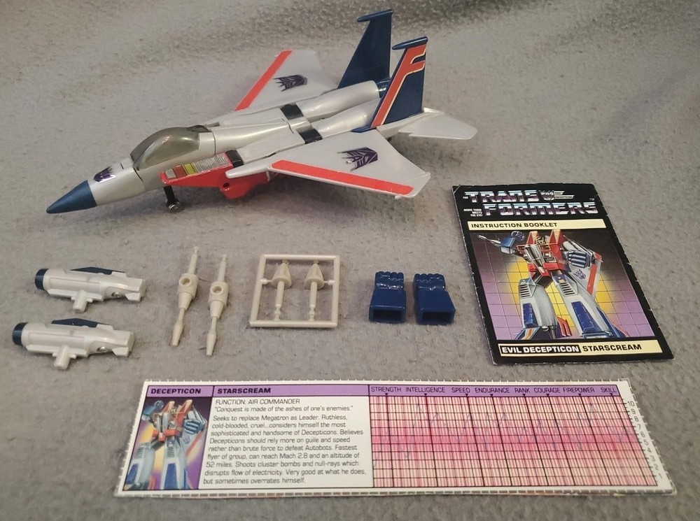 1983 Vintage Transformers G1 Starscream Pre-Rub Complete W Instructions & Tech