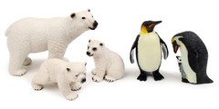 Polar Animal Toy Figurines Set, Includes Polar Bear Family & Emperor Penguin …