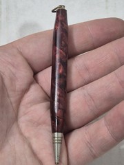 Small Short Vintage Collectible Pencil Red Marbled Shiny Advertising See Pics