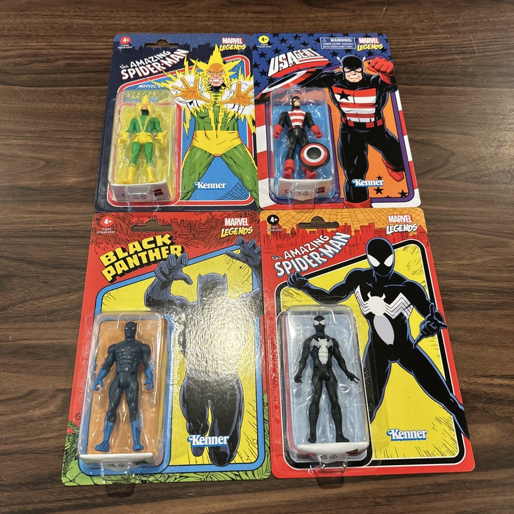 Marvel Legends Retro 3.75 Lot Amazing Spider Man Electro USA Agent Black Panther