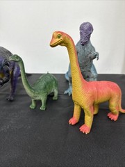 Lot (4) Vintage 80s & 90s Imperial Dinosaur Toy Vibrant Colors Apatosaurus