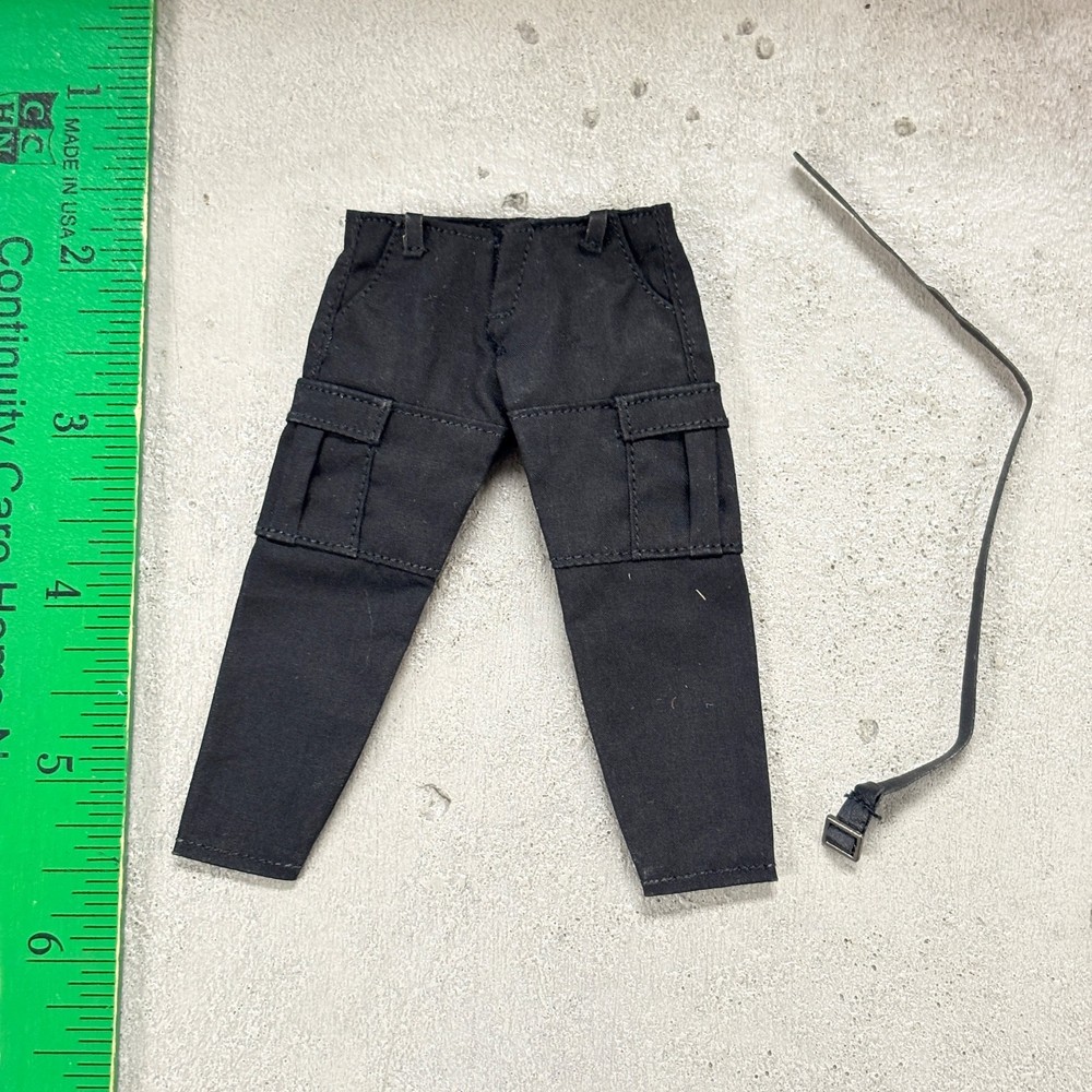 MO-WE-CGPT-BK: Black Cargo Pants w/ belt for Muff Toys 7″ Adam Muscular Body