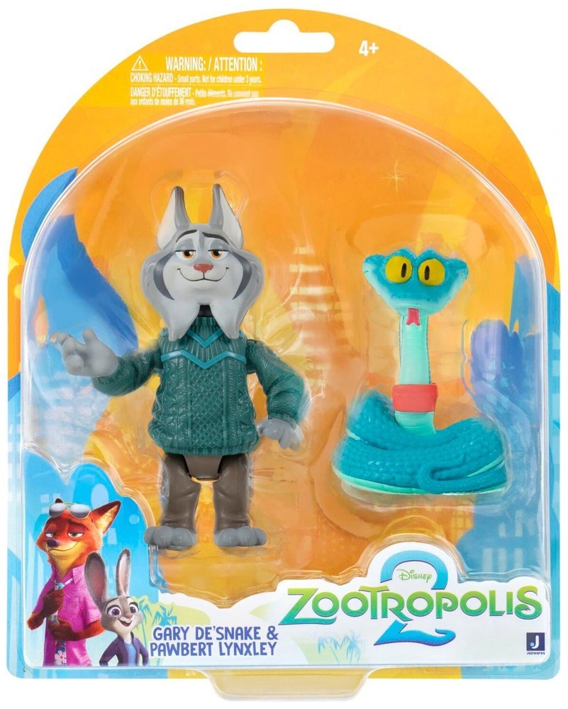 Disney Zootopia 2 Gary De’Snake & Pawbert Lynxley 4-Inch Figure 2-Pack