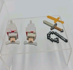 Minecraft Lot Figures Key Chain Mini Figs & Wolves Zombie Steve GUC