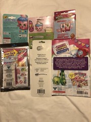 Shopkins lot of 6 Items Mini Stationary Case Set, Pencils, Erasers, Card Game