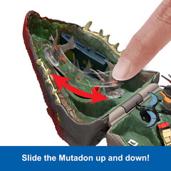 Jurassic Rebirth Micro Adventure Playset, Mutadon Head Opens to 4 Interactive Fe