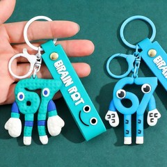 2026 Anime Steal A Brainrot Blue 67 Sahur Keychain Pendant Gift Toy
