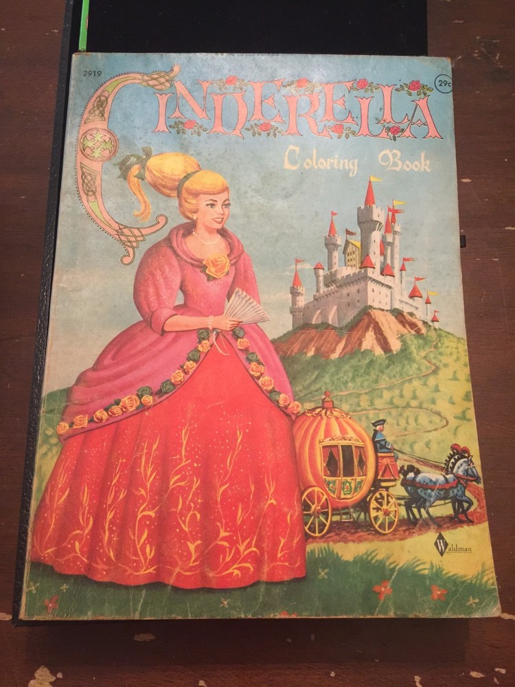 1964 Cinderella Coloring Book Waldman Publishing Company