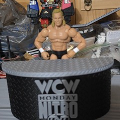 WWE Mattel Small WCW Announcer Table & Small Stage Logos Accessory Lot