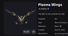 R0BLOX Toy Code – Plasma Wings | With Special Effect