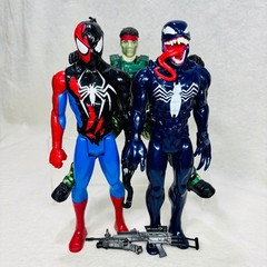 Marvel Spider-Man Venom Action Figure Lot with Camo Military Soldier Toy Rifle