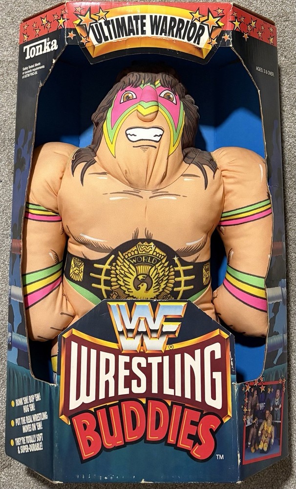 Tonka WWF Wrestling Buddies Ultimate Warrior Plush Toy 1990s Vintage New In Box