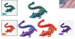 3D Printed Crystal Dragon 12In 3Pcs Flexible Articulated Fidget Toy Decor