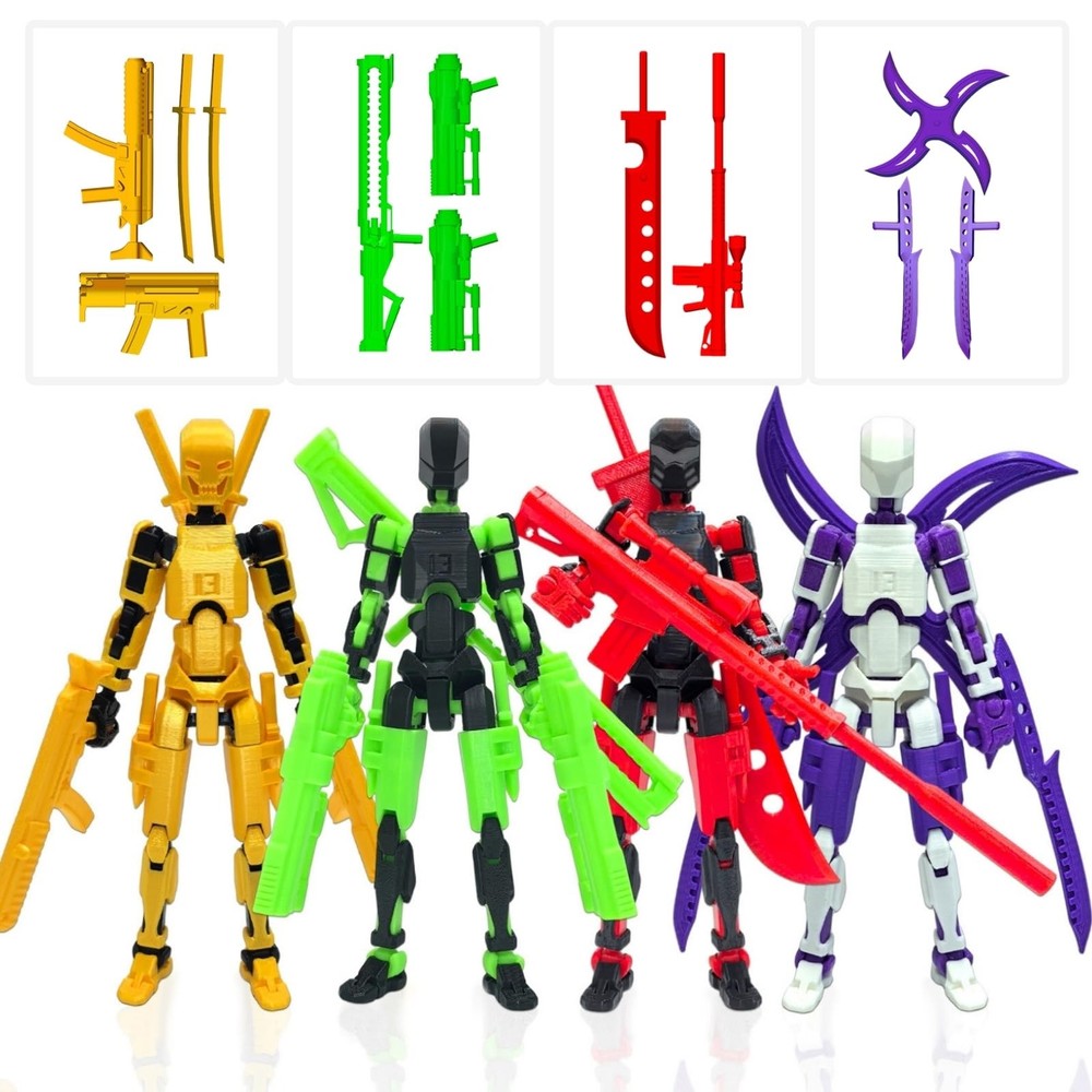 4-Pack 7.1″ T13 Action Figure Set for Teen Boys,Titan 13 Action Figure with M…