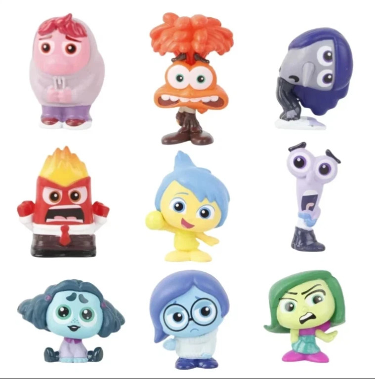 9pcs/Set Mini Inside Out 2 Action Figure Toy Cartoon Movie Joy Anxiety Anger