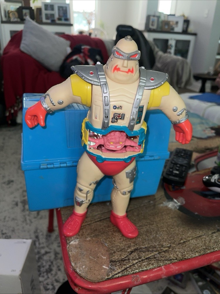 Playmates TMNT Krang Android Body Action Figure 1991 Beige Red Vintage