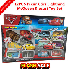 12PCS Pixar Cars Lightning McQueen Diecast PVC Toy Set Kids Birthday Gift Fun