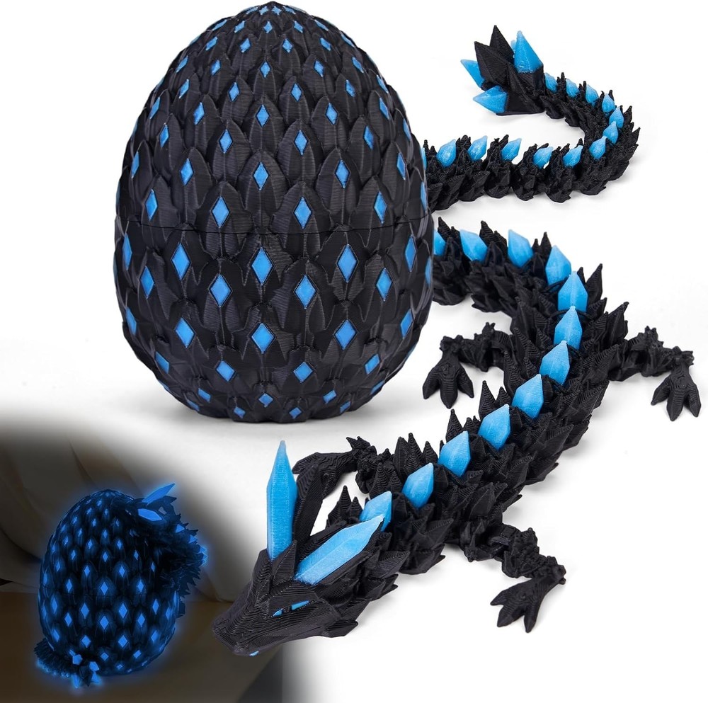 3D Printed Dragon Egg Toy with Glow in The Dark Articulated Easter 3D Printe…