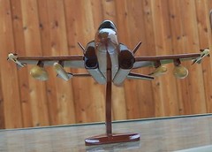 US Navy F-18 Model Jet Aircraft Hand Carved Mahogany High Gloss