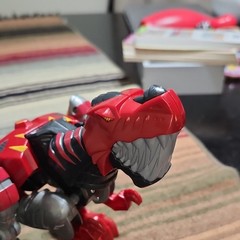 Plastic Action Figure Red Gray Black Yellow Transforming Robot T-Rex Toy