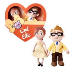 Disney Carl & Ellie Plush Doll Set Pixar Up Valentine’s Day Heart Box 12in New