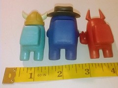 Among Us Figure Lot of 3 Innersloth LLC Cyan Viking Blue Fedorahat Red Devil