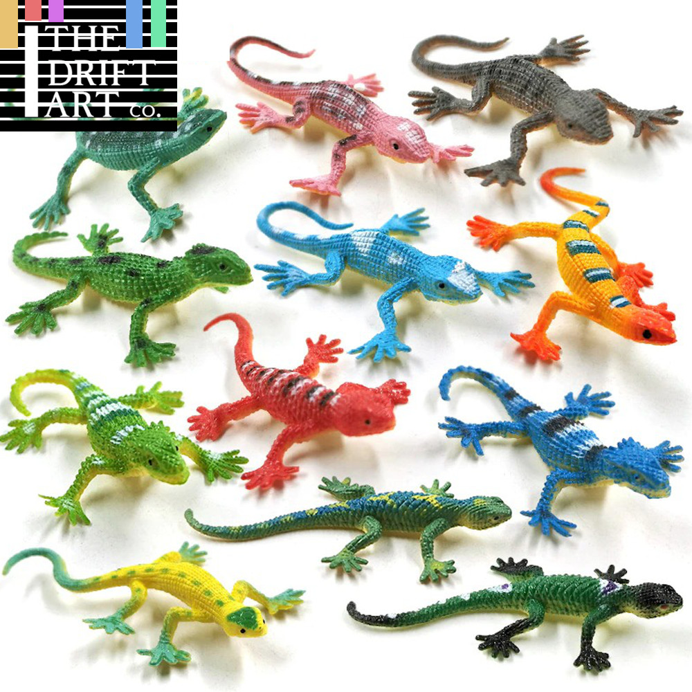 12pcs Simulation mini Lizard Reptile Animal Miniature Art Toy Figure Doll