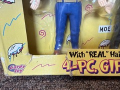 Vintage 1996 The Three Stooges Bendables 4 Pc Gift Set Real Hair Gordy Toys NOS