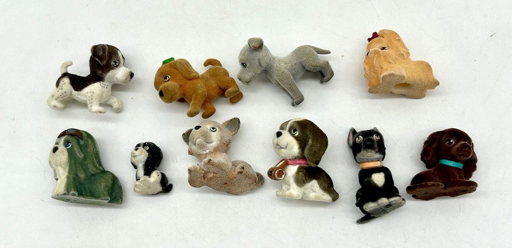 Puppy In My Pocket Mixed Lot of 10 Fuzzy Felt Flocked Mini Figure Toys