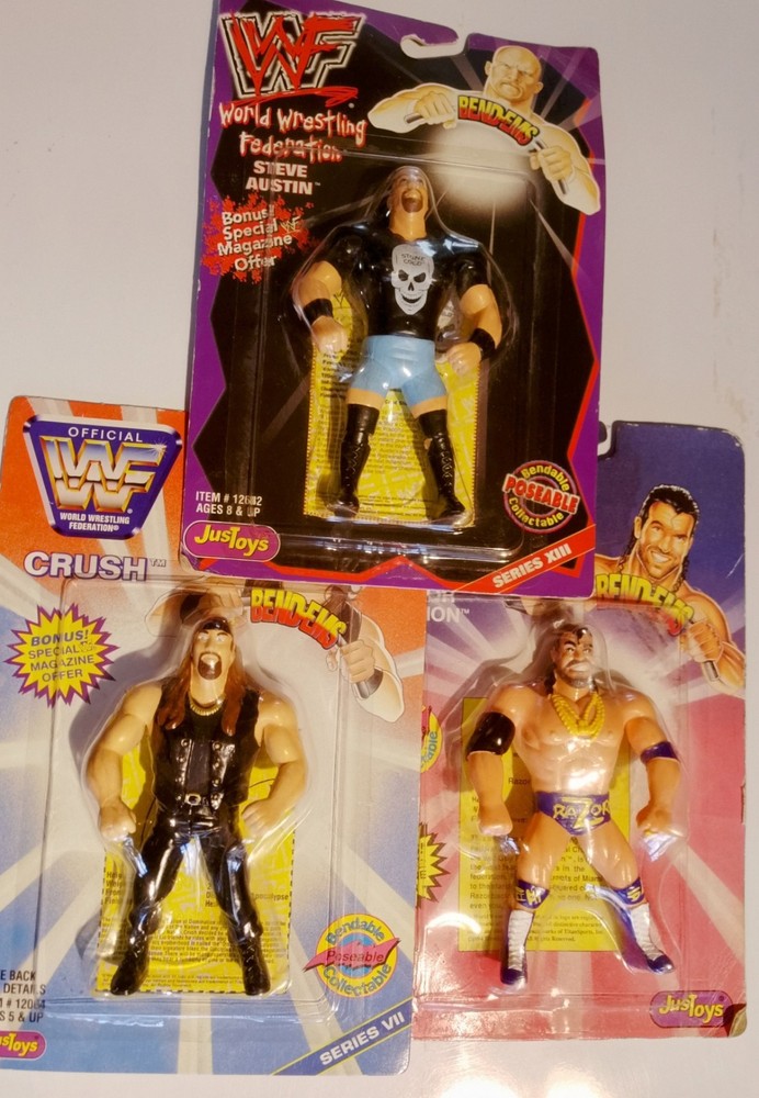 WWF Action Figure Bend-ems Lot 8 PIECES Collection Figures. See Photos