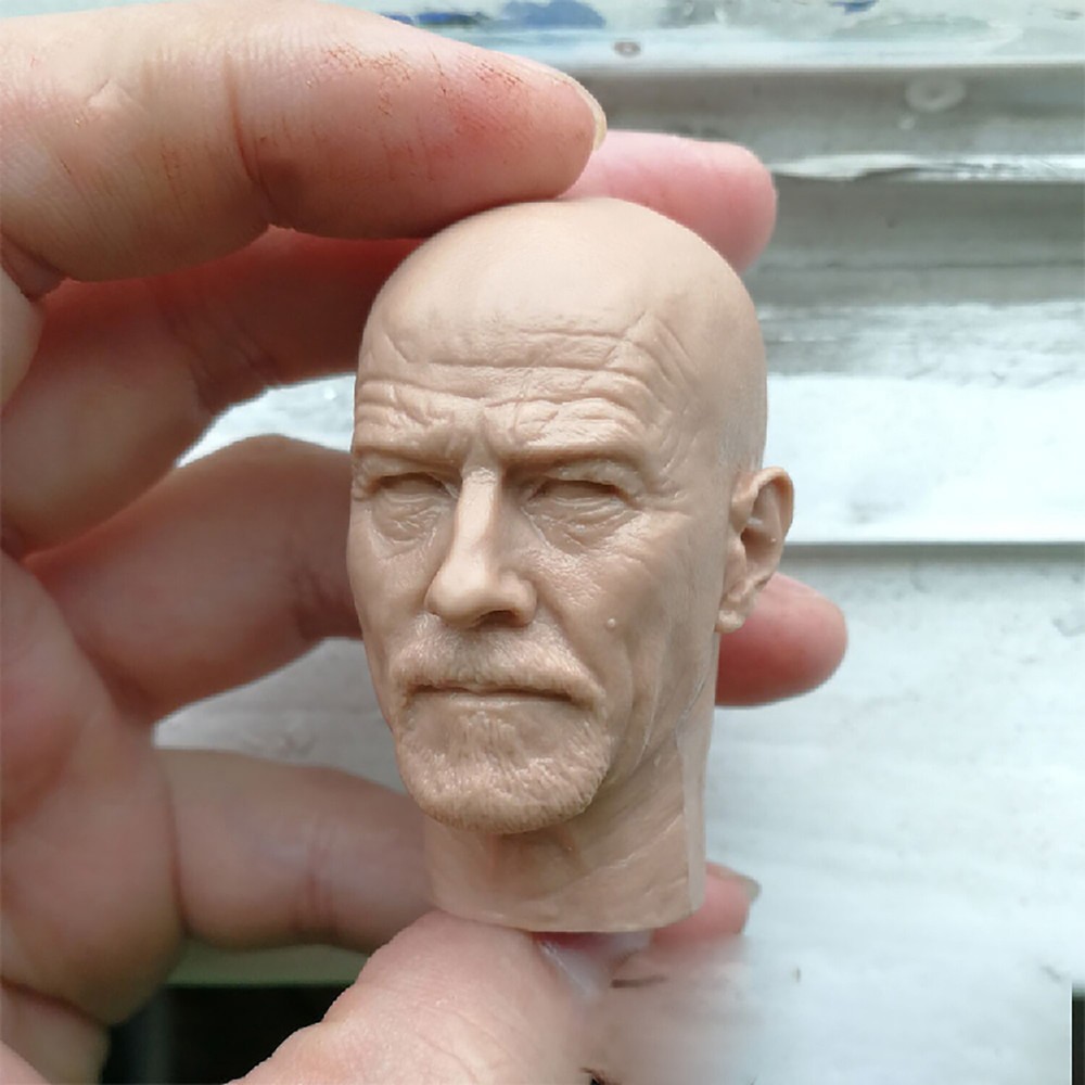 1:6 Unpainted Mr. White Bryan Cranston Head Sculpt Carved Model Toys