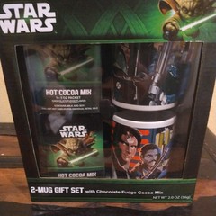 Star Wars 2 Mug Gift Set: Boba Fett, & Han Solo w/ Lando, Yoda on Cocoa Mix Box