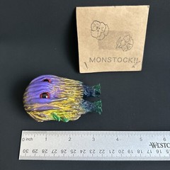 Monstock Mini Borugogon Purple/Yellow Body Green Feet Sofubi Figure Kaiju Sofvi