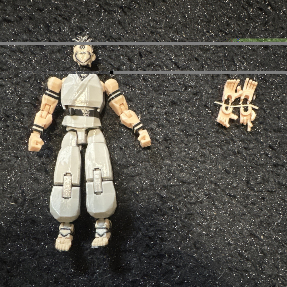 Articulated Human Action Figure Gray/Beige/Black Plastic w/ Hand Accessory jjk