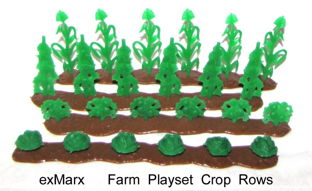 Marx reissue farm playset crop rows x 4, 1 corn, 1 beans, 1 tomatos & 1 cabbages