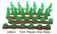 Marx reissue farm playset crop rows x 4, 1 corn, 1 beans, 1 tomatos & 1 cabbages