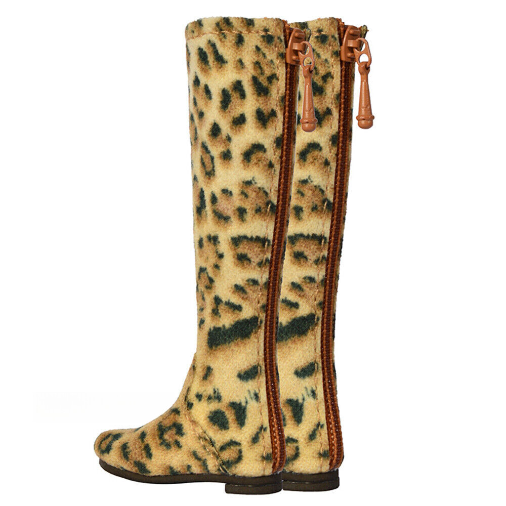 1Pair 1:6 Scale Leopard Long Boots Hollow Shoes For Action Figure 12″ Female