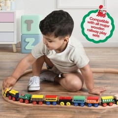 Wooden Train Set 12 Pcs Magnetic Includes 3 Engines-Toy Train Sets for Kids