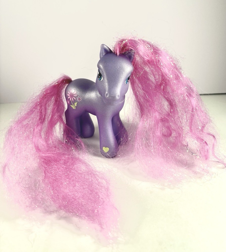 My Little Pony G3 PETAL BLOSSOM 2002 Hasbro Long Styled Pink Tinsel Hair MLP
