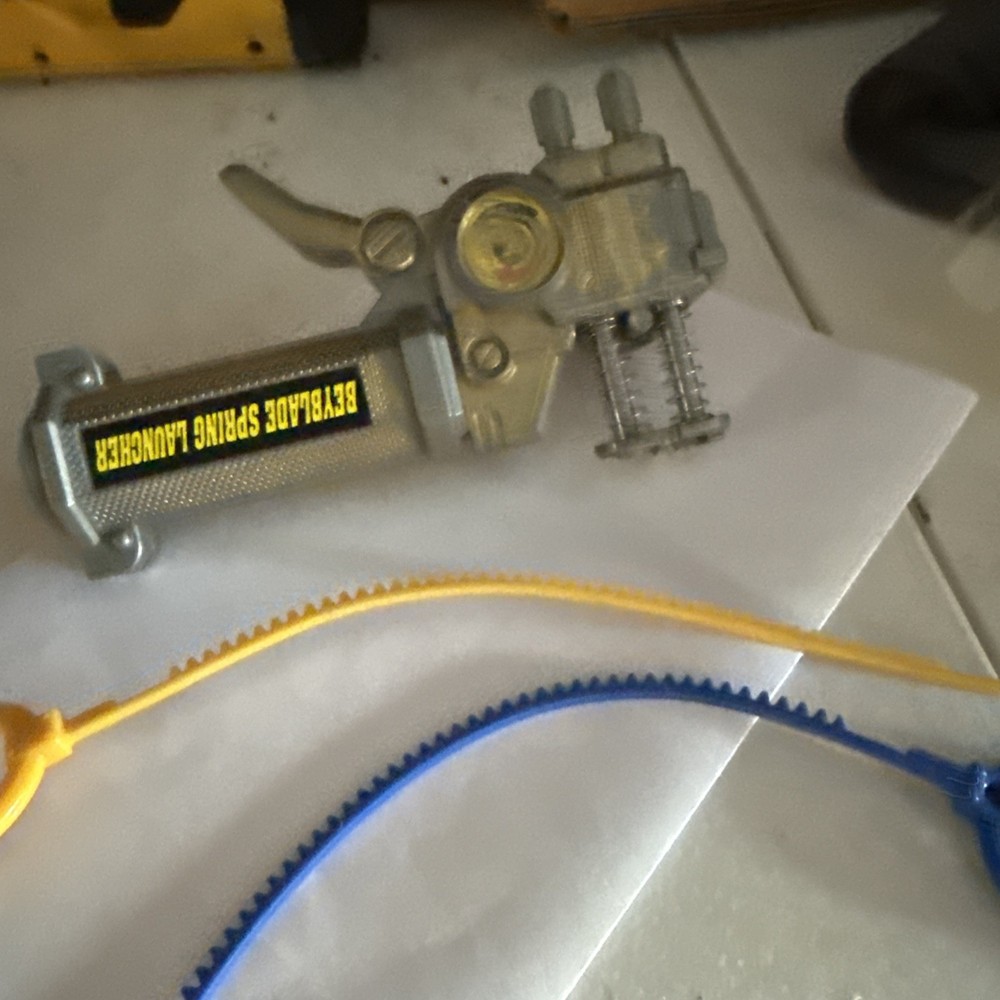 Vintage 2001 Beyblade Spring Launcher Grey 2 Rip Cords Hasbro Collectors