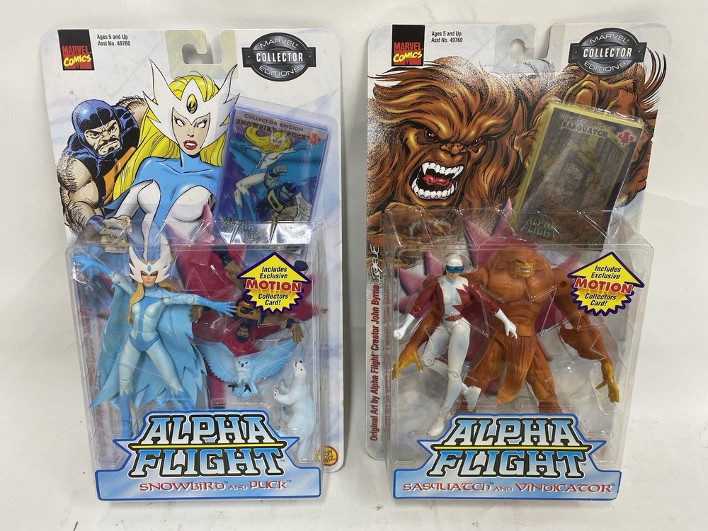 Alpha Flight Snowbird & Puck, Sasquatch Vindicator figure lot 1999 Toy Biz MOC