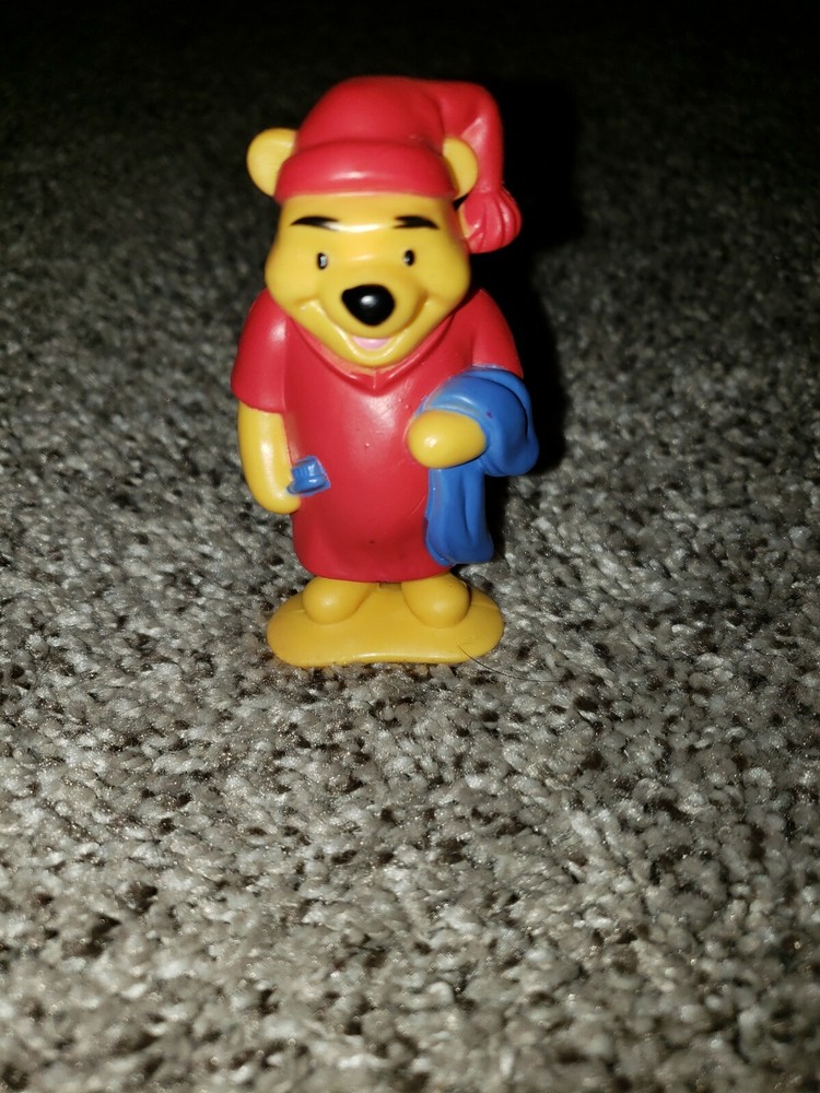 Vtg Disney Winnie the Pooh 3 1/4 PVC Figure Pajamas Bed time Sleepy Night (6)
