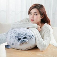Cute Chubby Seal Plush Pillow 3D Stuffed Sea Lion Doll Sleeping Cushion Toy Gift
