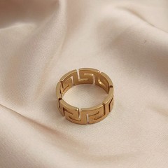Watty original design retro Greek key pattern ring, men’s party ring Gift for