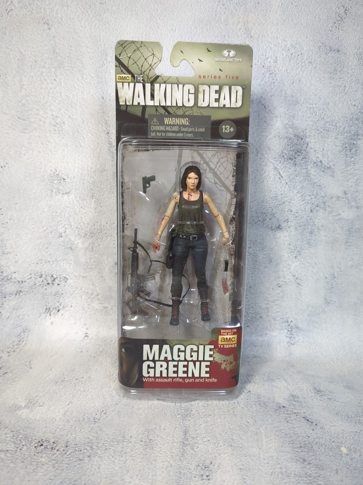 Walking Dead MAGGIE GREENE w/ Assault Rifle Gun Knife Series 5 SEALED NEW