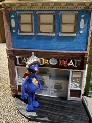 Sesame Street Custom Super 7 Scale Style Diorama. The Laundromat