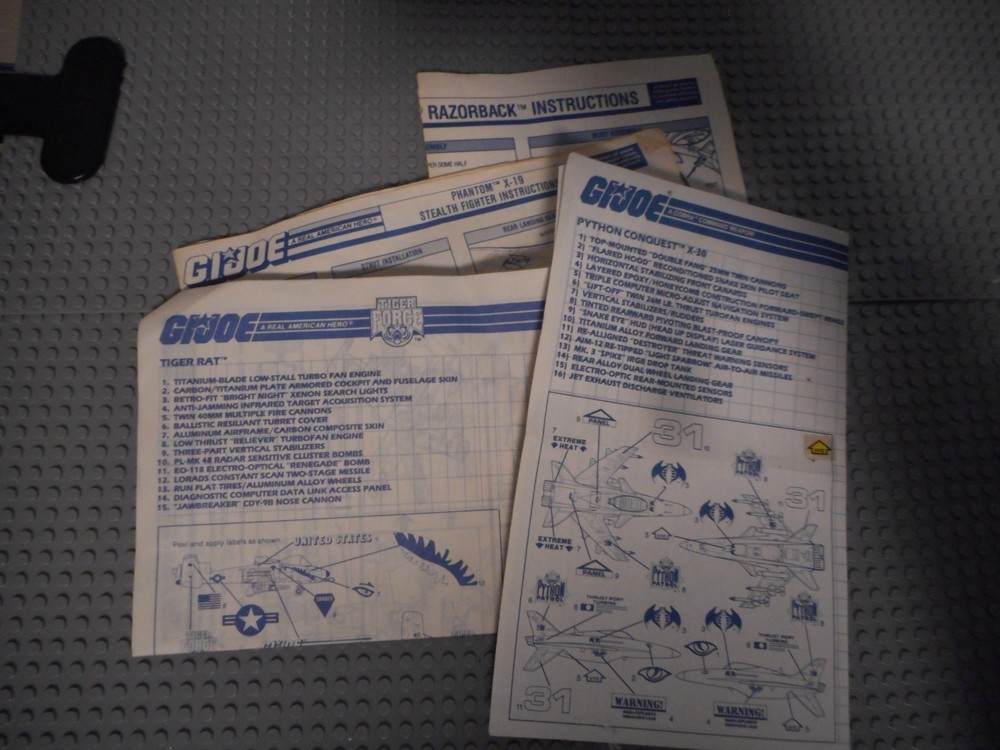 GI Joe blueprints lot, rares, Tiger Rat, Python Conquest, Phantom, Razorback